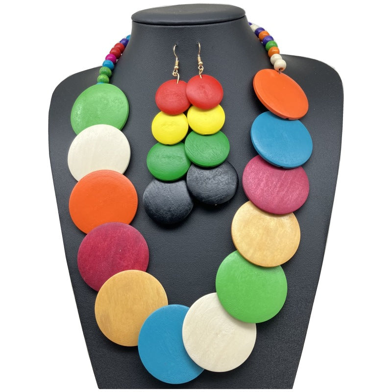 Suite Bohemian Cotton Linen Style Wood Necklaces
