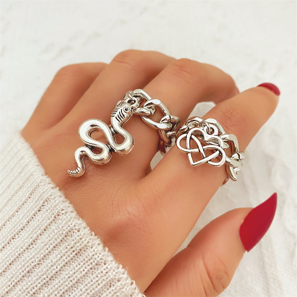 Jewelry Knuckle Retro Exaggerated Gem Combination Rings