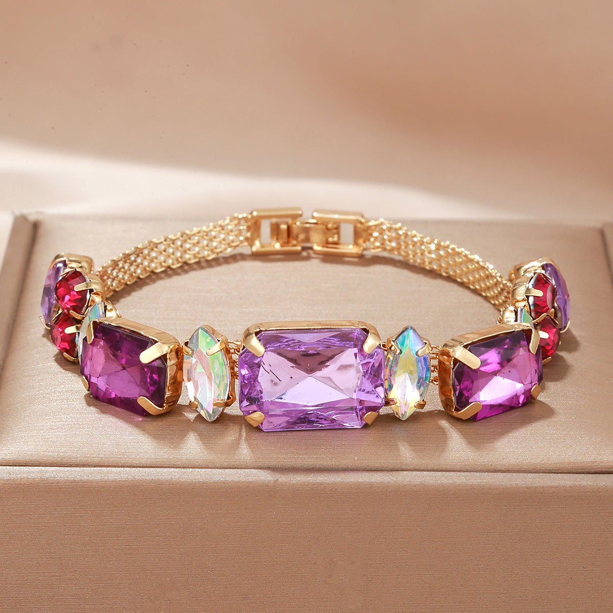 Colorful Gem Emerald High-grade Rose Ruby Bracelet