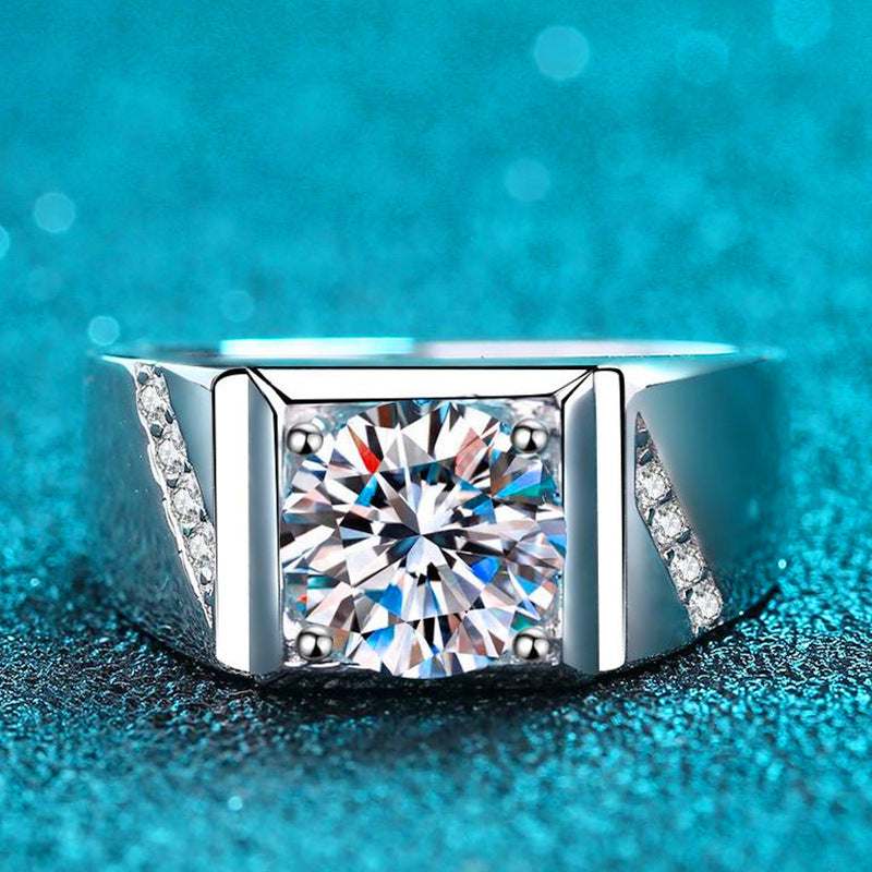 Herrenringe mit 2-karätigem, imitiertem Moissanit-Diamant aus Stein