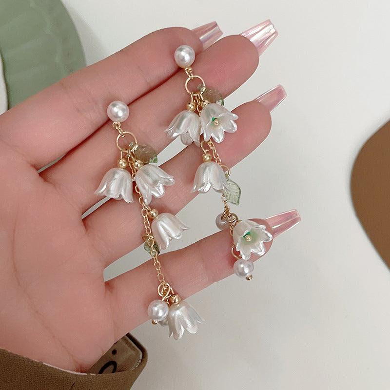 Sier Needle Sister-in-law Chen Shuting Metallic Knotted Tassel Earrings