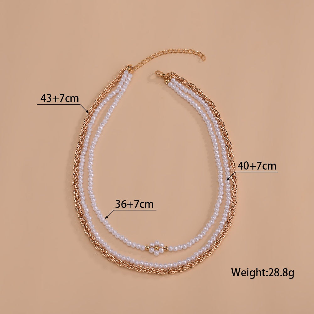 Women's Ornament Personality Pearl Flower Chain Elegant Necklaces