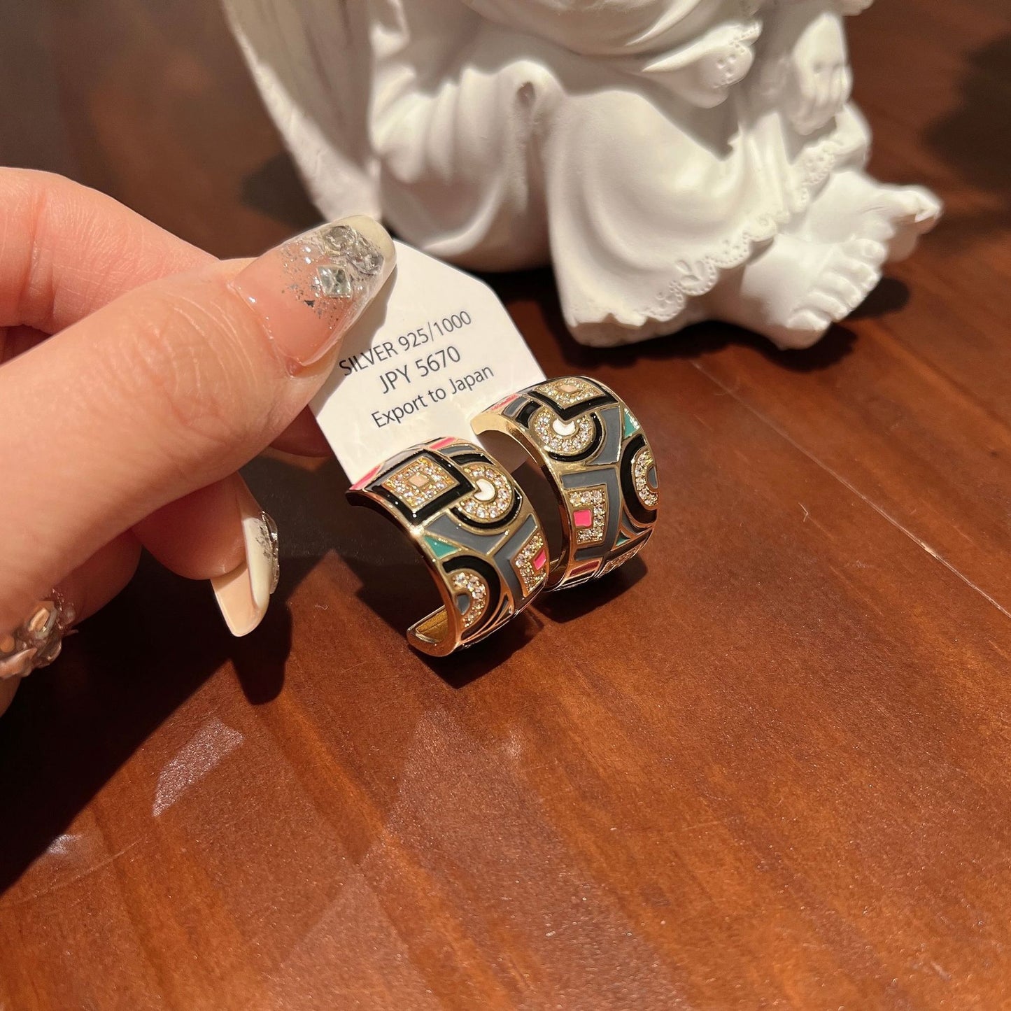 Women's Inlaid Zircon Enamel Design High-grade Fashionable Earrings