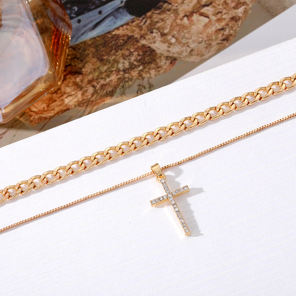 Ornament Simple Cross Female Sexy Short Necklaces