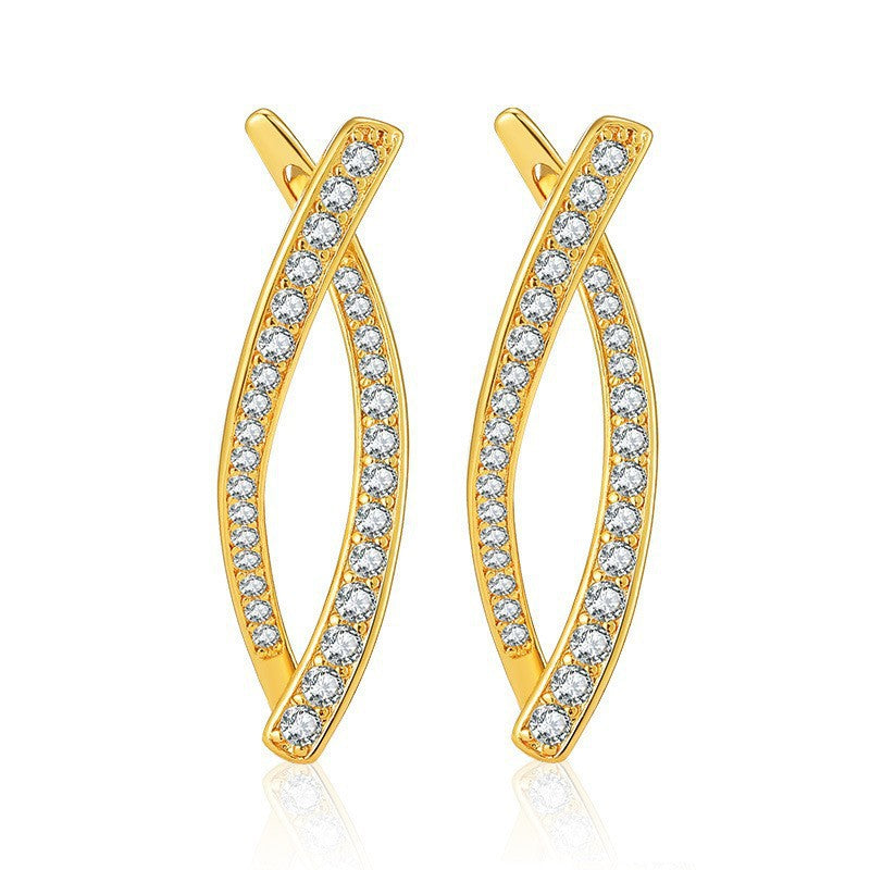 Women's Front Rear Cross Zircon Light Luxury High-grade Earrings