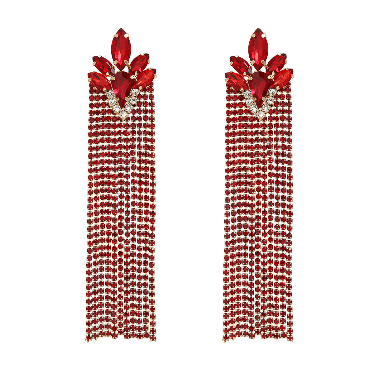 Women's Trendy Colorful Crystals Long Fringe Full Earrings