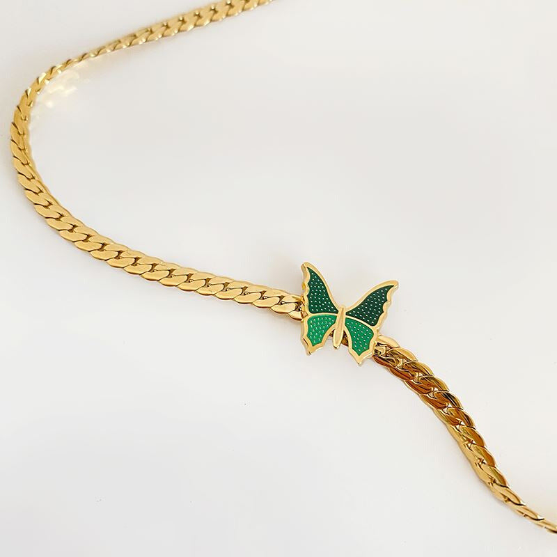 Women's Niche Design Green Butterfly Retro Elegant High-grade Necklaces
