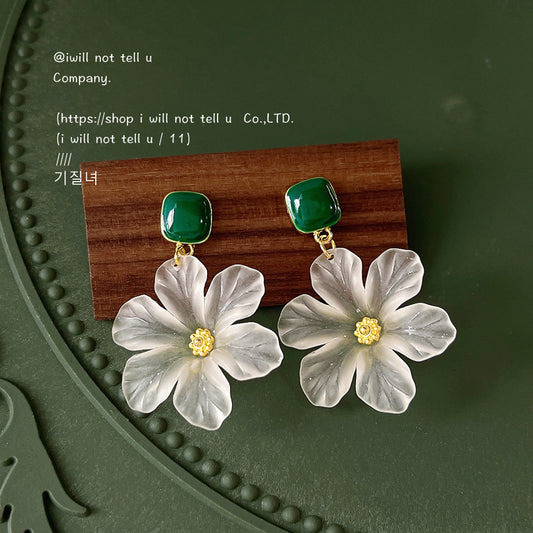 Plated Acrylic Flower Temperament Elegant Simple Earrings