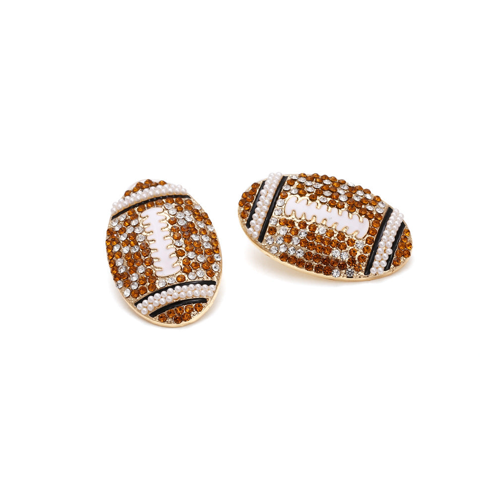 Women's Alloy Diamond Rugby Retro Geometric Pearl Earrings