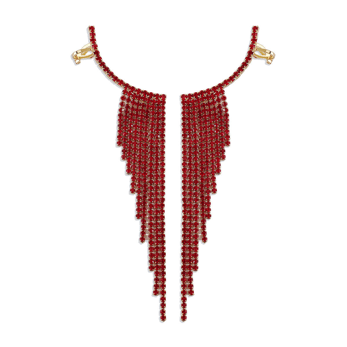 Tassel Rhinestone Auricular Needle Geometric Banquet Earrings