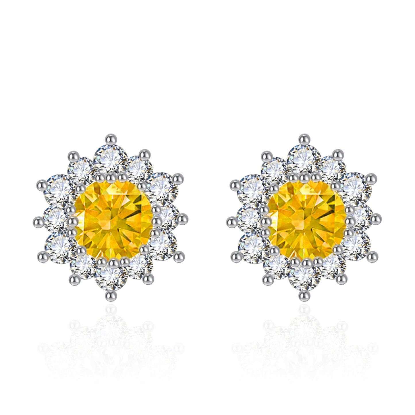 Hochwertige Volldiamant-Ohrringe mit Broadcast-Zirkon-Sonnenblume für Damen