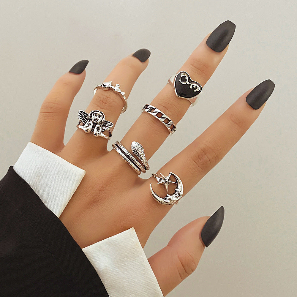 Jewelry Knuckle Retro Exaggerated Gem Combination Rings