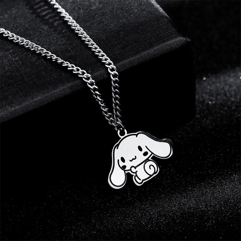 Dessin animé pendentif mignon coeur Couple grandes oreilles chiot colliers