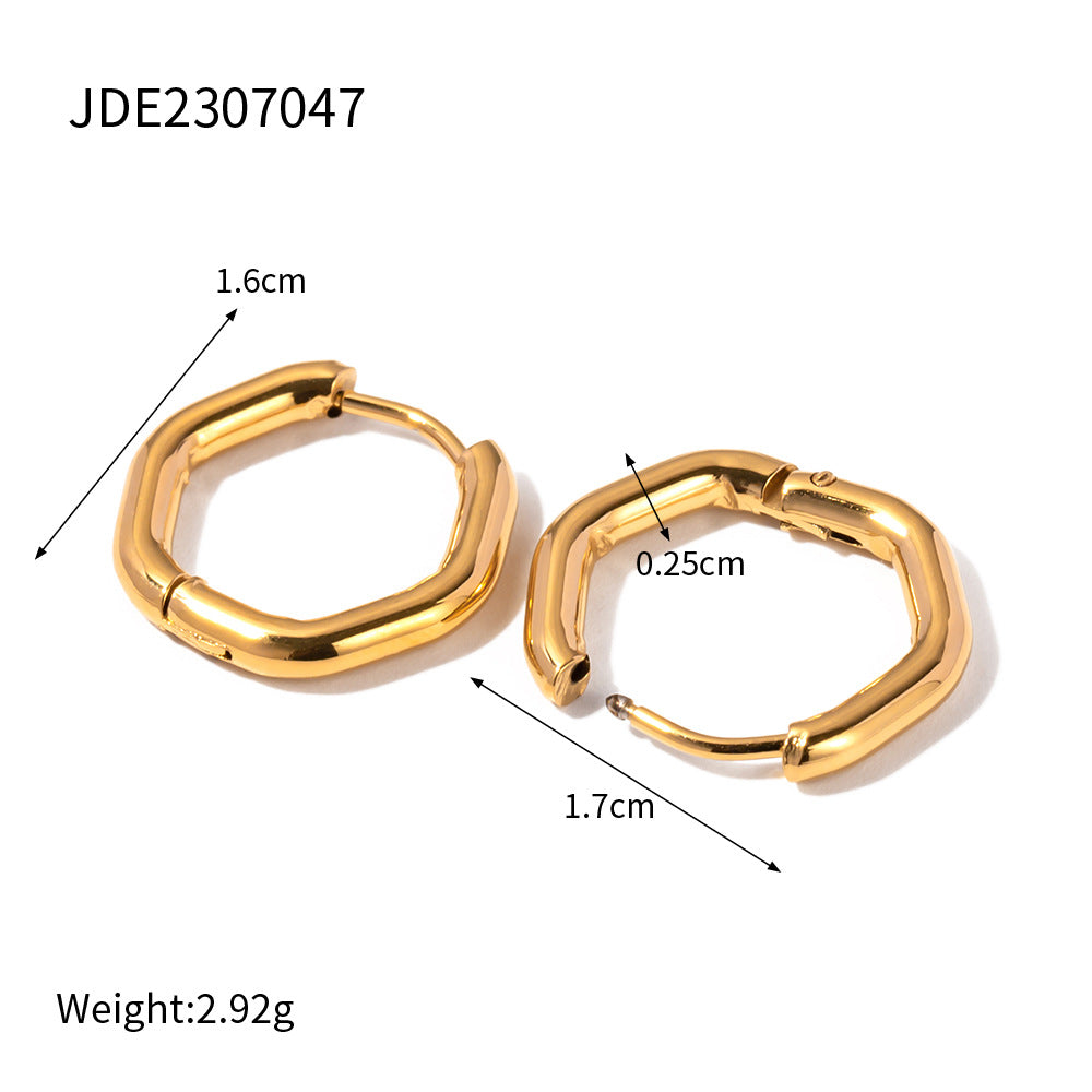 Women's Style Elegant Titanium Steel Stainless Gold Earrings