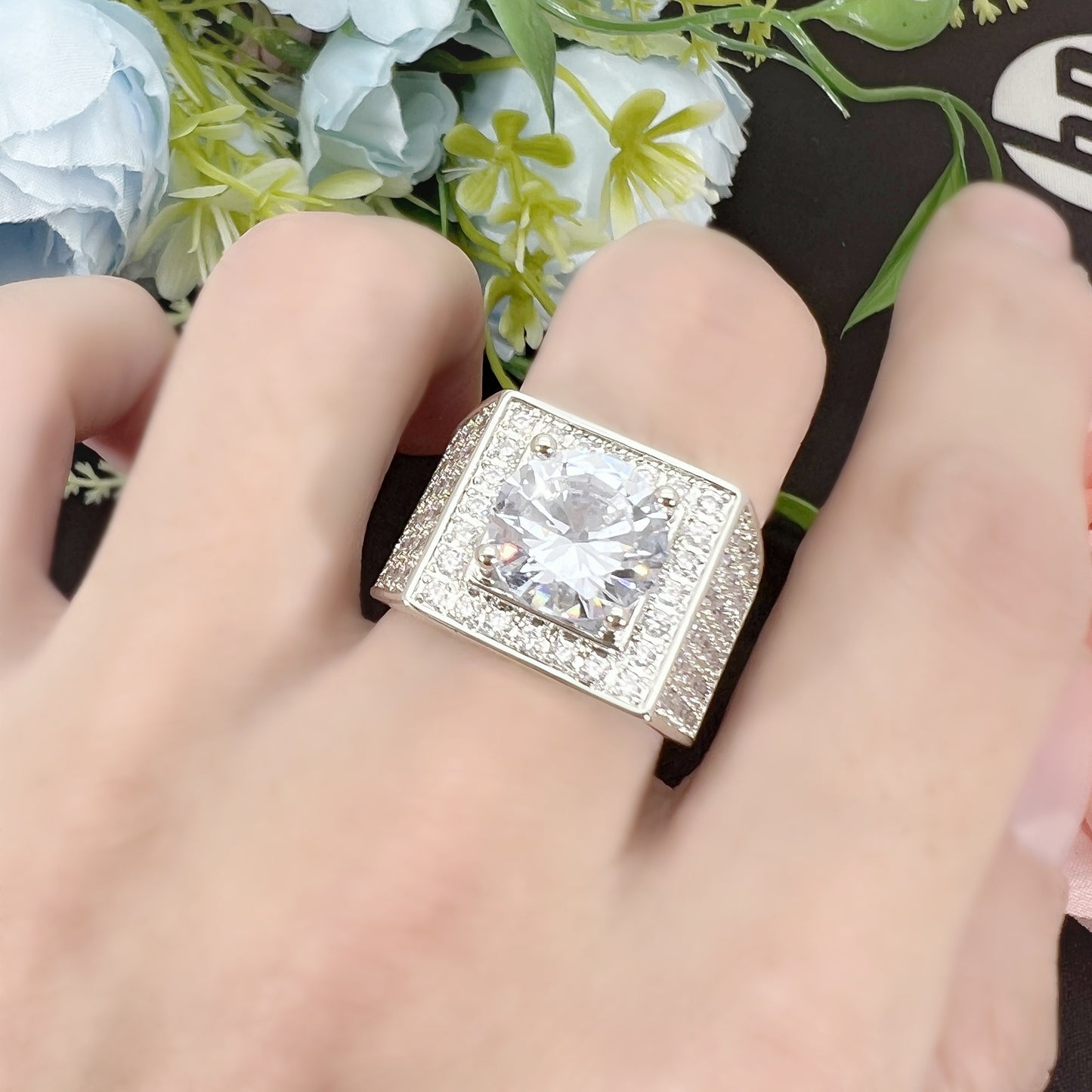 Plated Full Diamond Jewelry Wide Zircon Rings