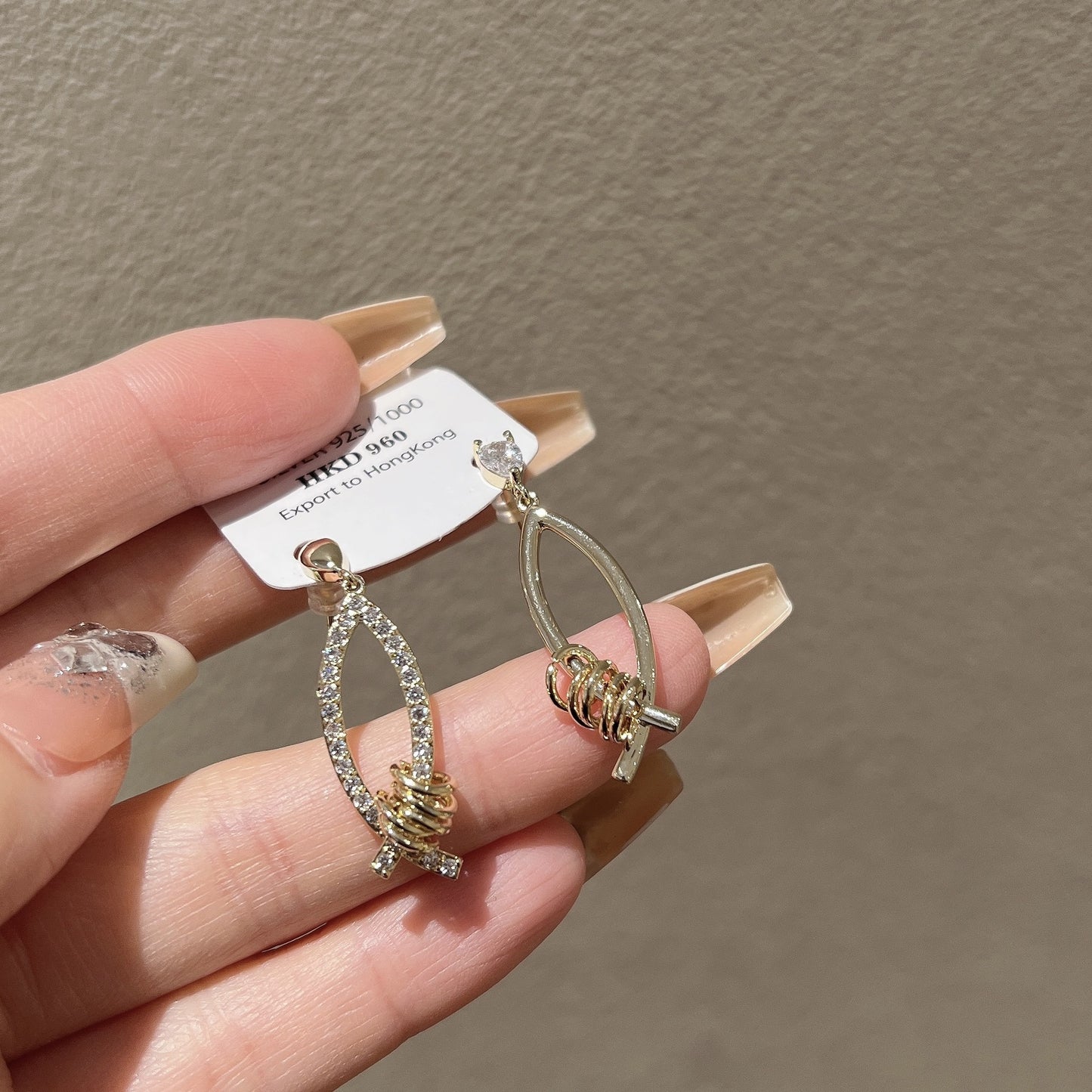 Women's Niche Design Zircon Cross For Light Earrings