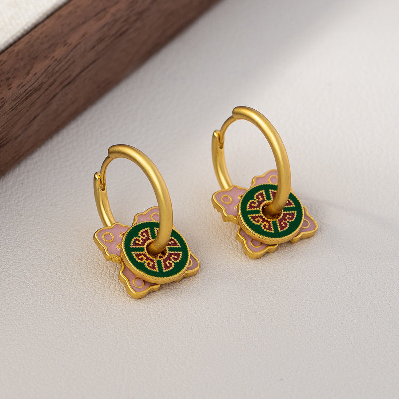 Style Enamel Drip Glazed Temperament Wild High Sense Ear Clip Earrings