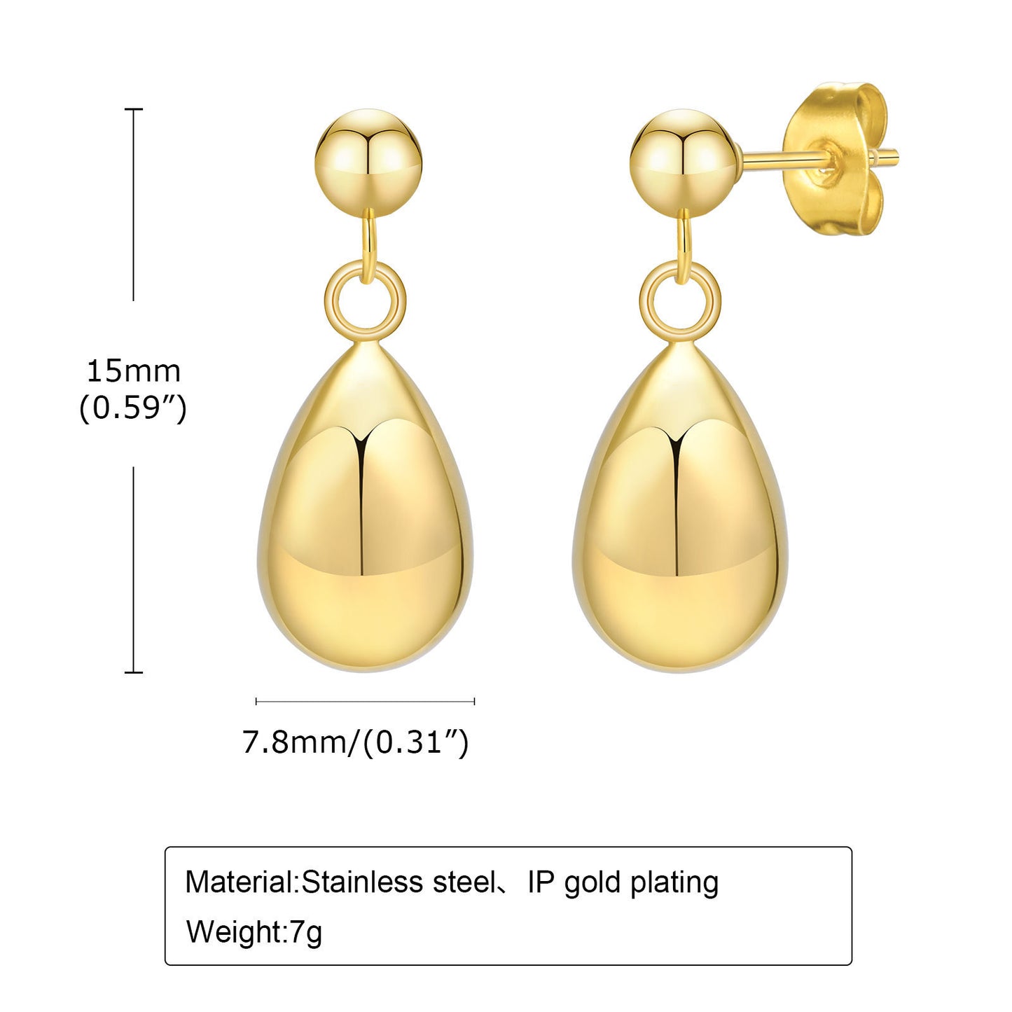 Women's Water Drop Stainless Steel Sier For Personalized Minority Stud Earrings