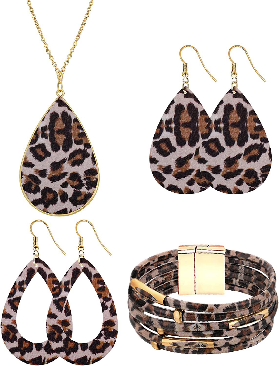 New Christmas Leather Leopard Santa Claus Jewelry Set
