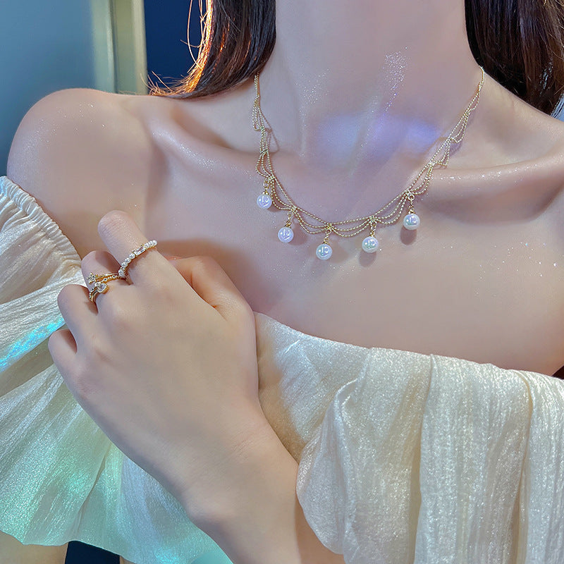 Vintage perle gland femme été léger luxe avancé colliers