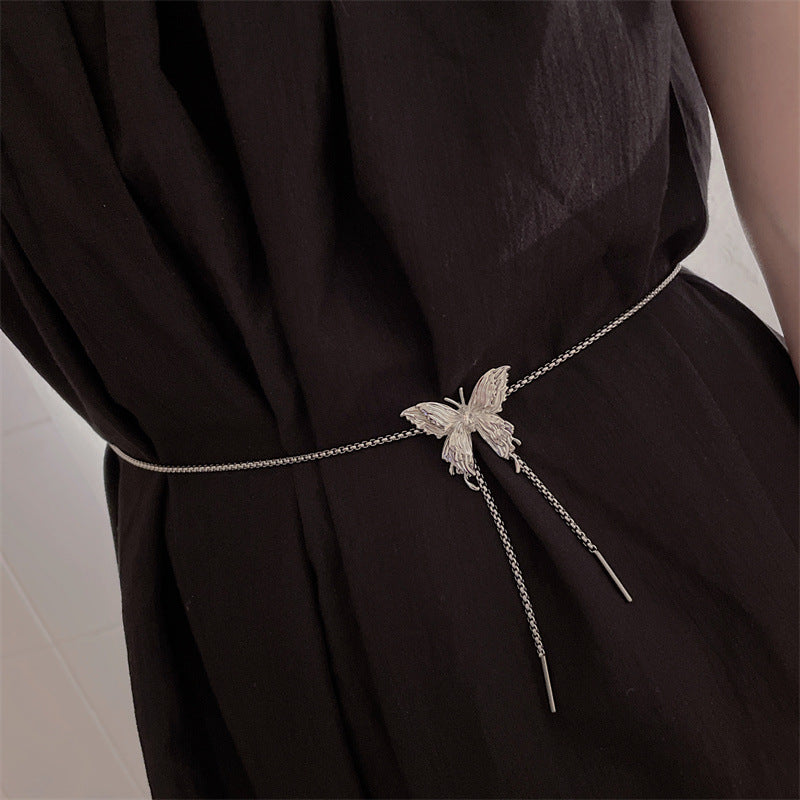 Colliers gracieux réglables en métal liquide Zircon papillon pour femmes