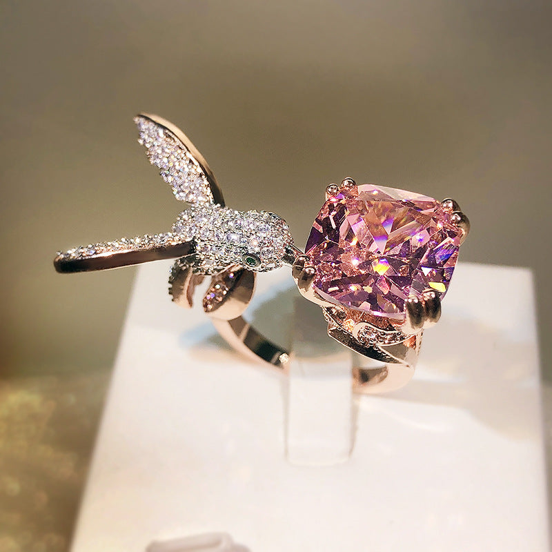 Creative Hummingbird Group Inlaid Zircon Light Rings