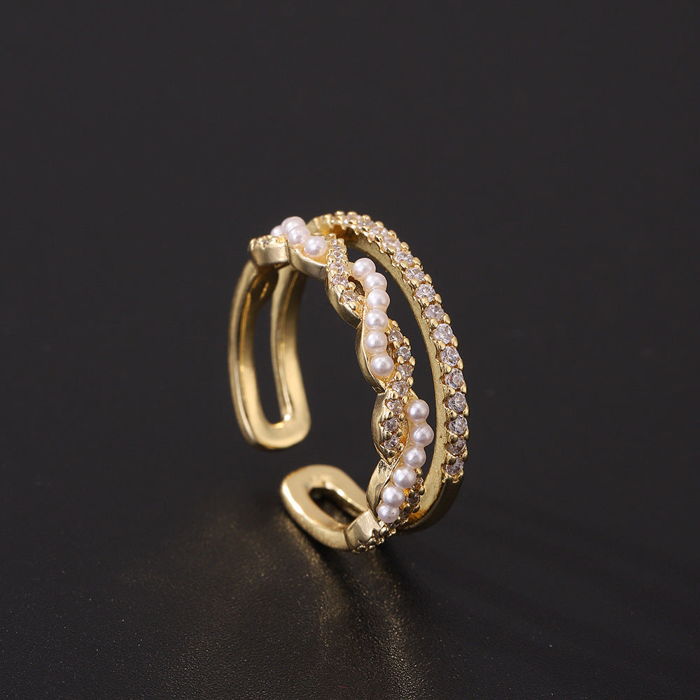 Women's Special Interest Light Luxury Design Pearl Fashion Rings