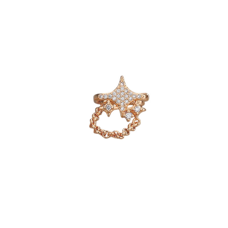 Star Personality Street Punk Diamond Four Stars Ear Clip