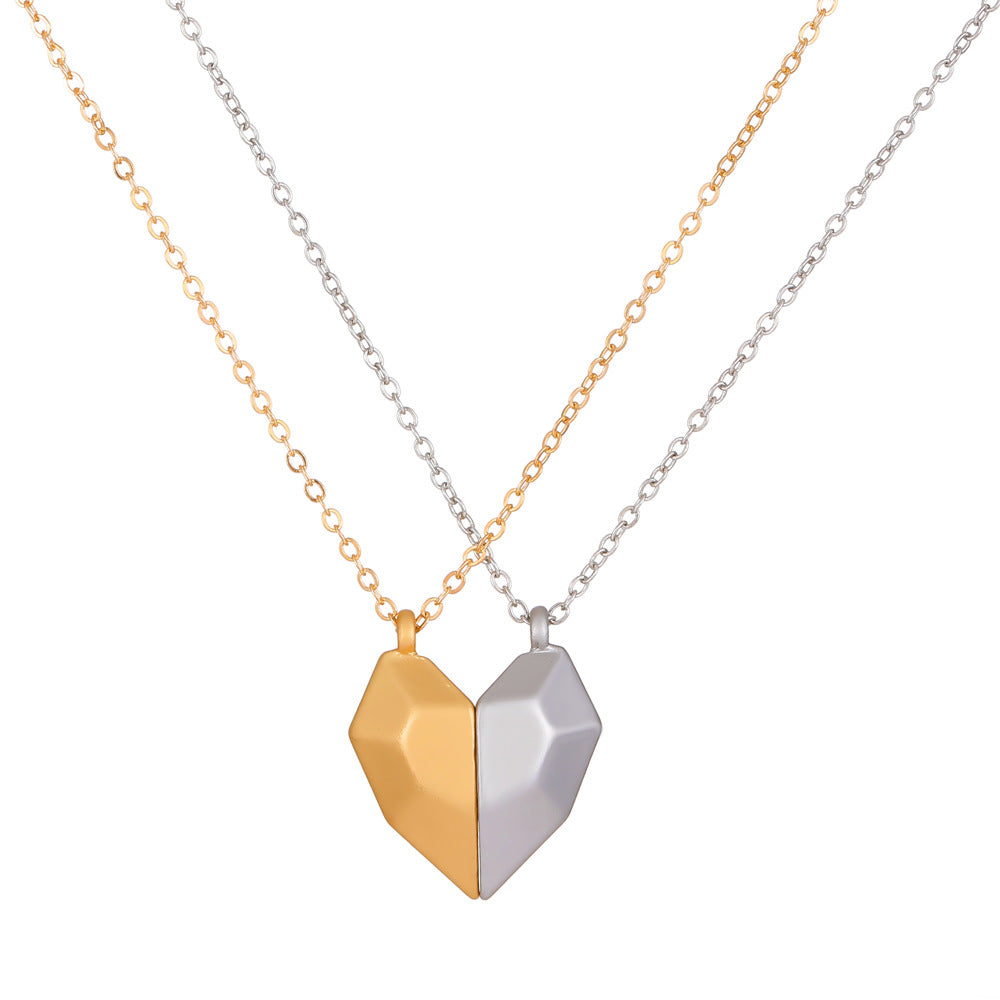 Pair Of Magnetic Heart-shaped Clavicle Chain Necklaces