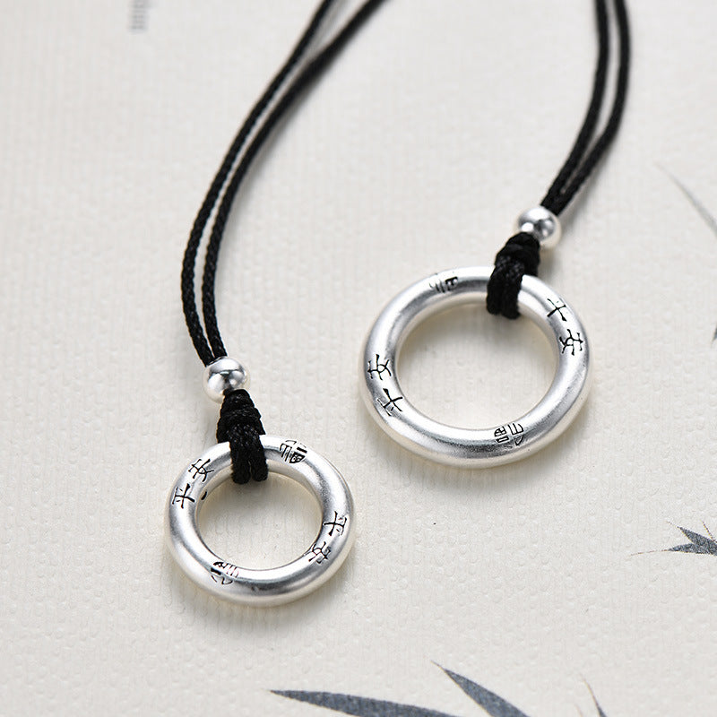 Colliers avec pendentif An Fu en argent pur, boucle de paix