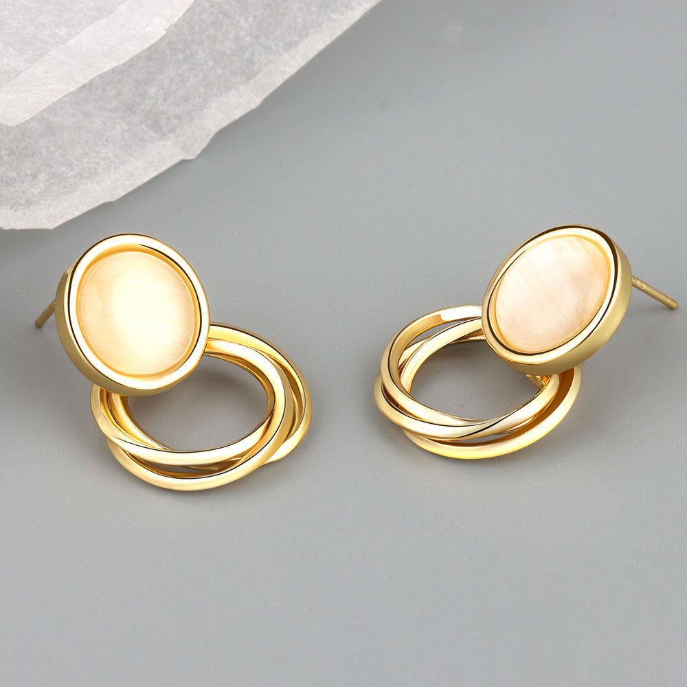 French Commuter Retro Style Hepburn Plated Earrings