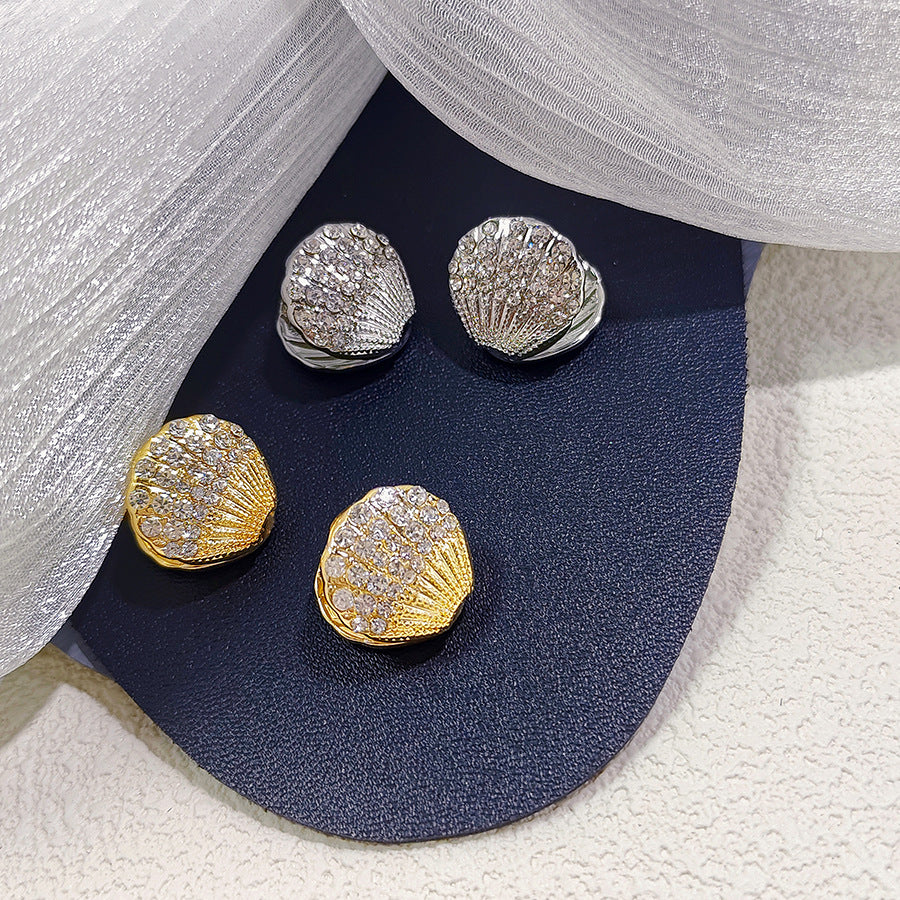 Bagues françaises sauvages élégantes en forme d'éventail de coquille de perle de Zircon
