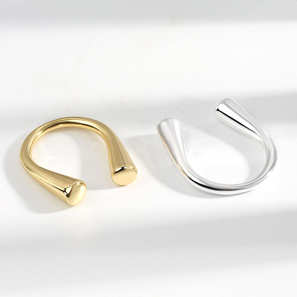 Damen-Stil, schlicht, elegant, U-förmig, glänzende Ringe