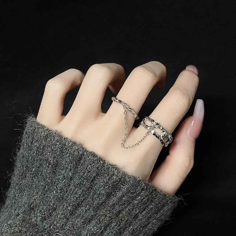 Design Chain High-grade Cold Wind Irregular Texture Rings