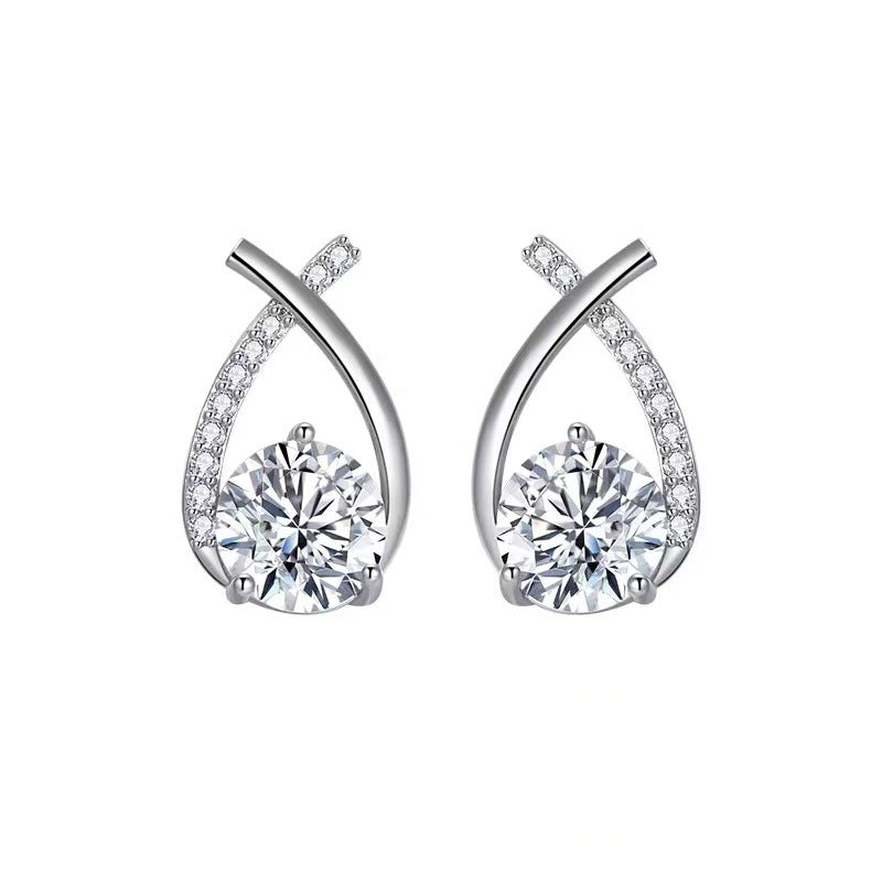 Classic Style Temperament Female Cross Zircon Earrings