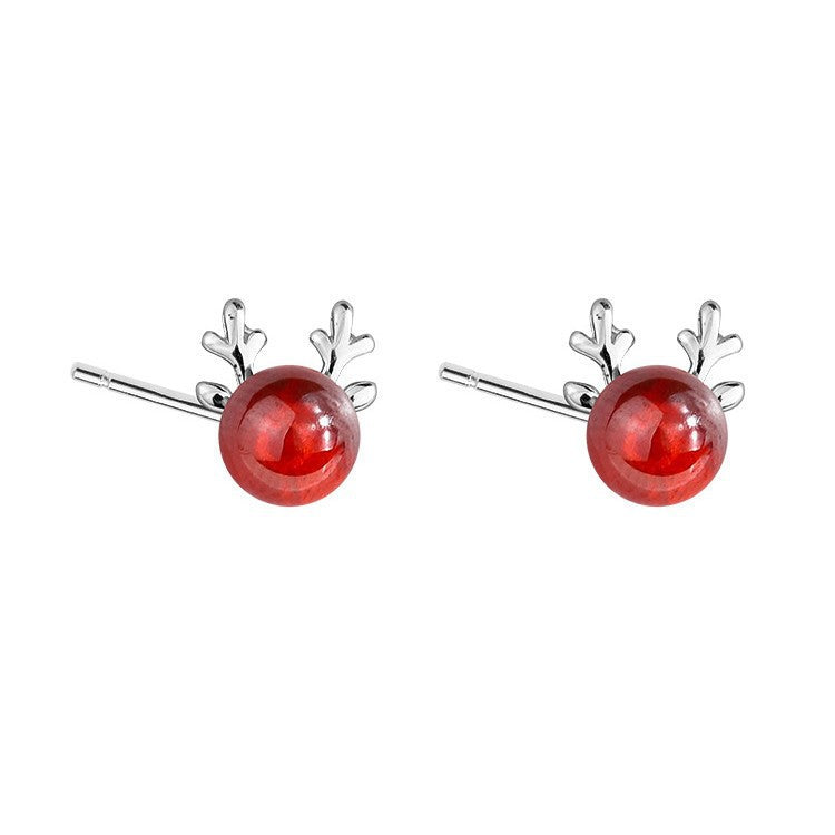 Women's Square Sterling Sier Garnet For Simple Graceful And Cute Earrings