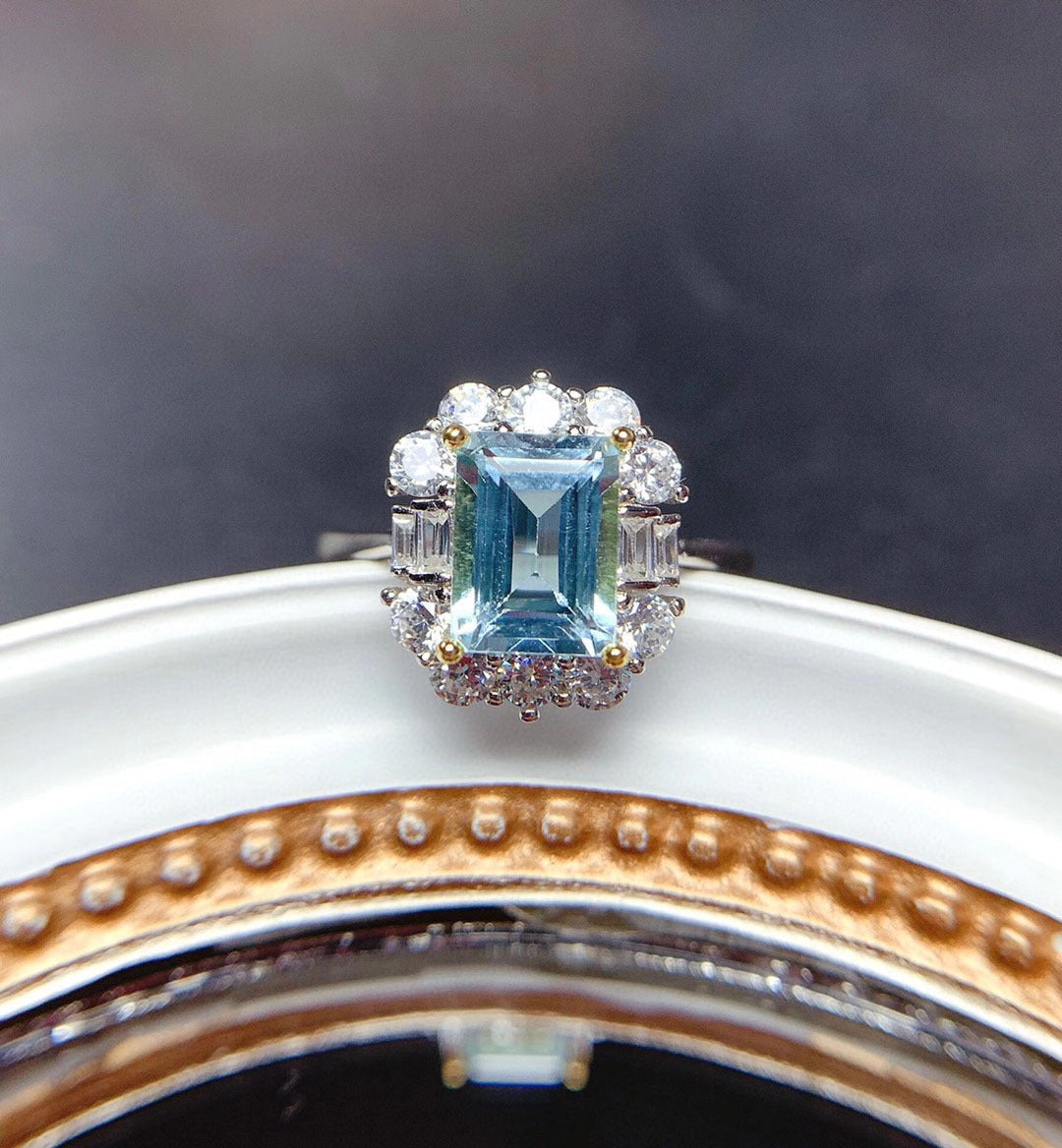 Women's Live Streaming Drainage Welfare Yellow Diamond Rectangular Rings