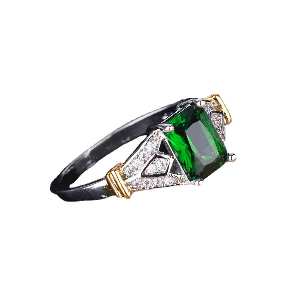 Himmelblaue quadratische Diamant-Zirkon-Goldringe