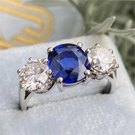Women's Light Luxury Ornament Alloy Inlaid Sapphire Rings