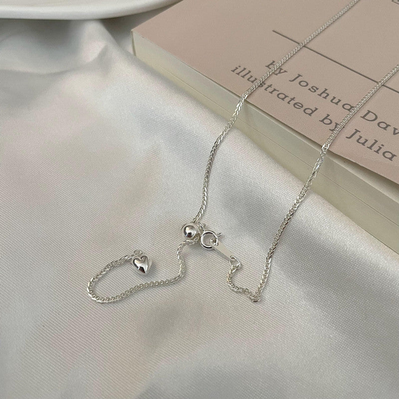 Women's Korean Sterling Sier Heart-shaped With Adjustable Necklaces