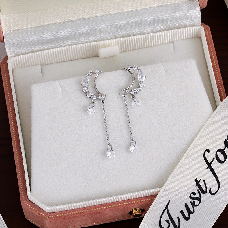 Damen-Ohrringe mit Blumen-Sier-Pin, elegant, lang, mit Fransen