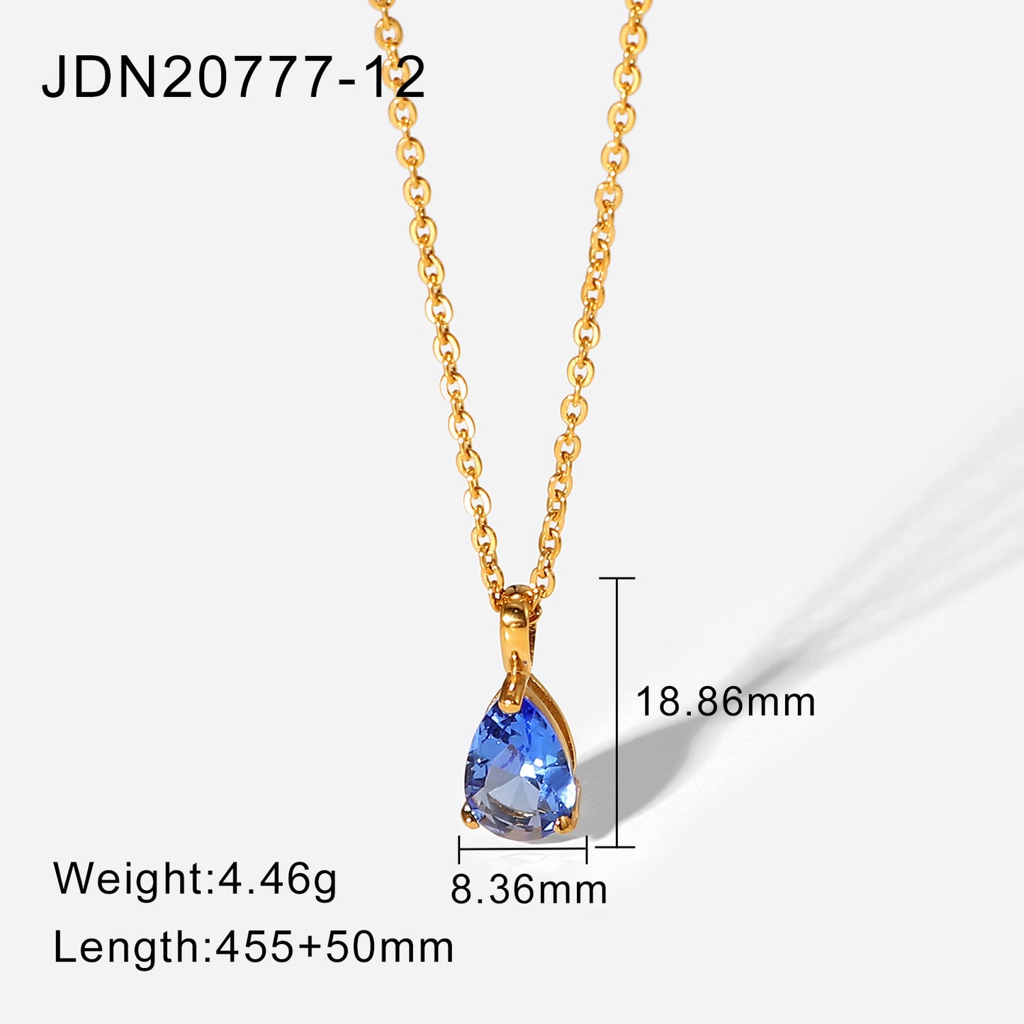 Gold Plated December Zircon Stainless Steel Necklaces