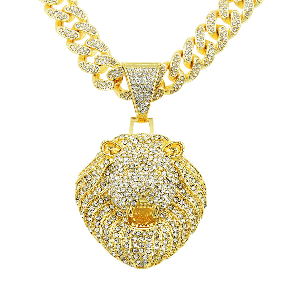 Colliers de hanche avec pendentif tête de Lion pour hommes, chaîne à maillons cubains