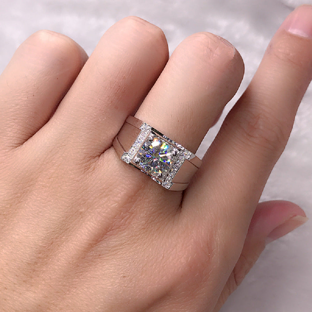 Men's Chiba Platinum Moissanite Diamond Rose Gold Rings