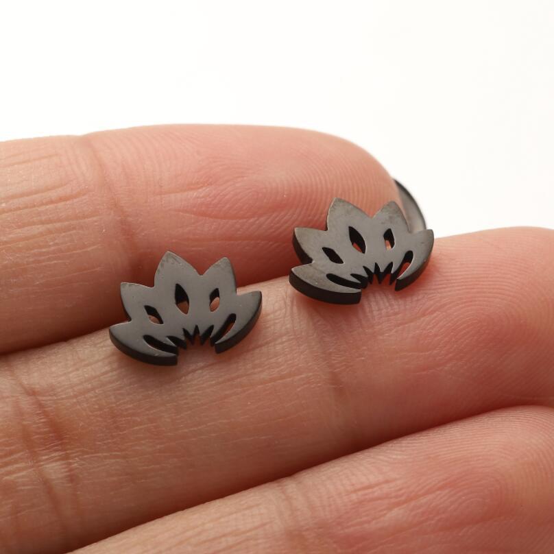 Steel Lotus Core Pattern Chinese Style Ear Stud Earrings