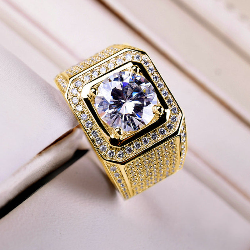 Men's Diamond Shining Big Loose Group Inlaid Zircon Rings