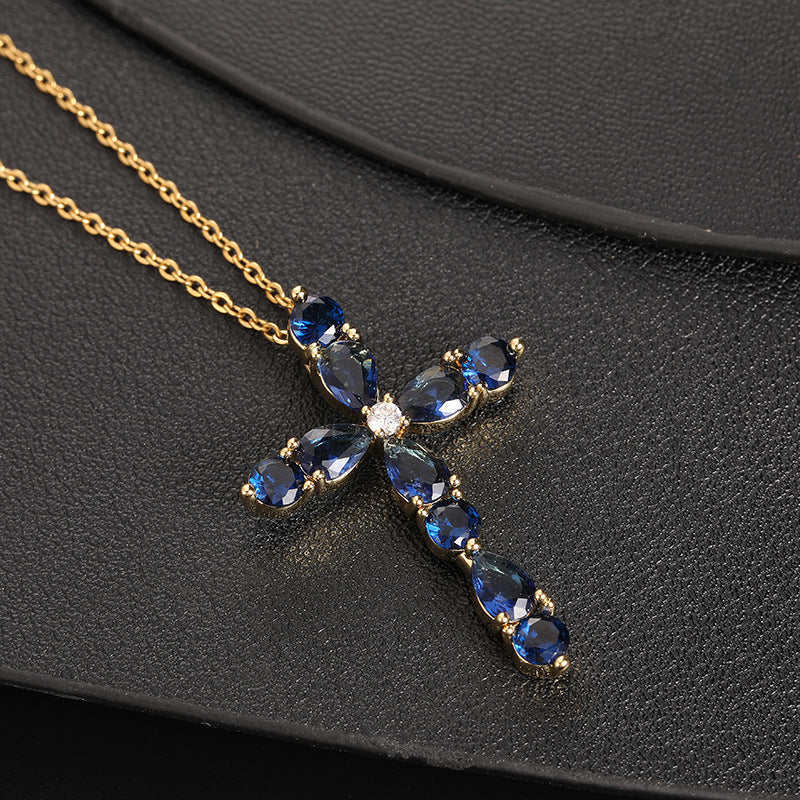 Drops Geometric Cross Pendant Religious Belief Necklaces