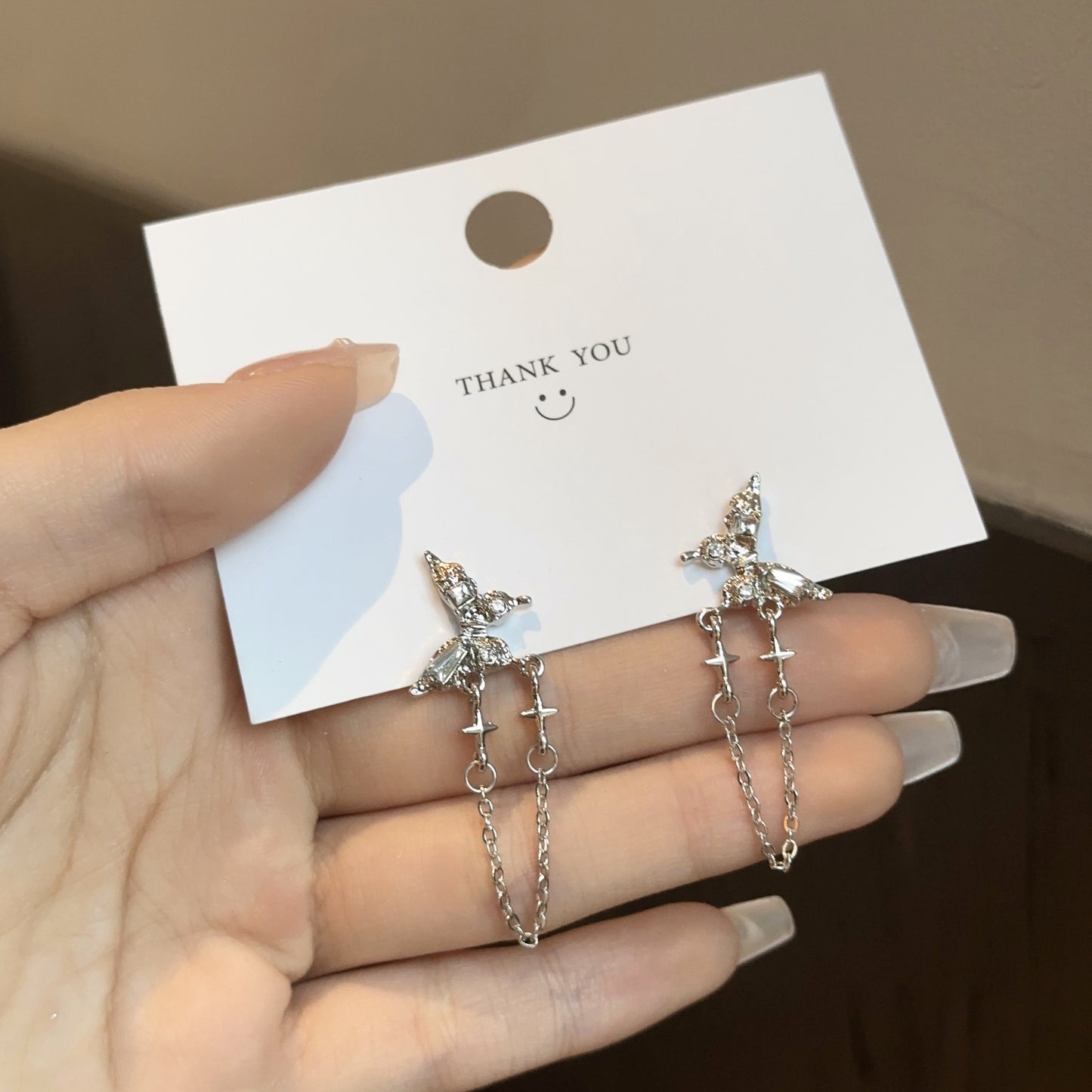 Women's Needle Elegant Long Tassel Butterfly Summer Earrings