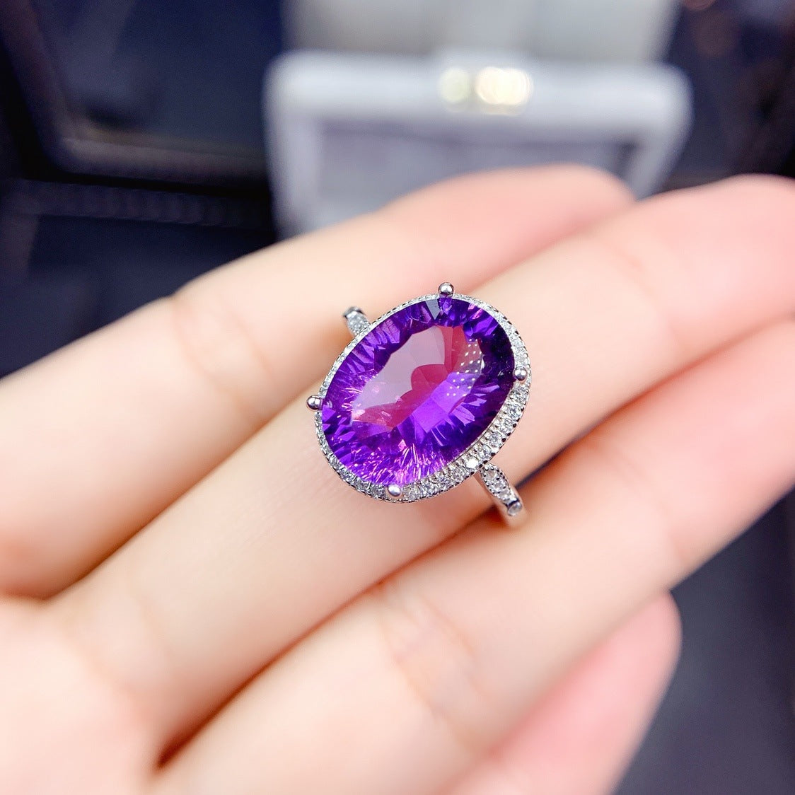 Zircon Live Simulation Amethyst Full Diamond Rings