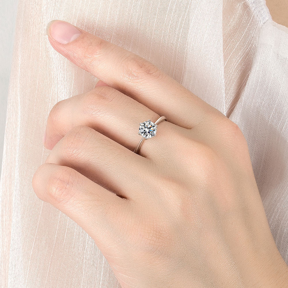 Zircon Female Six Claw Karat Open Rings